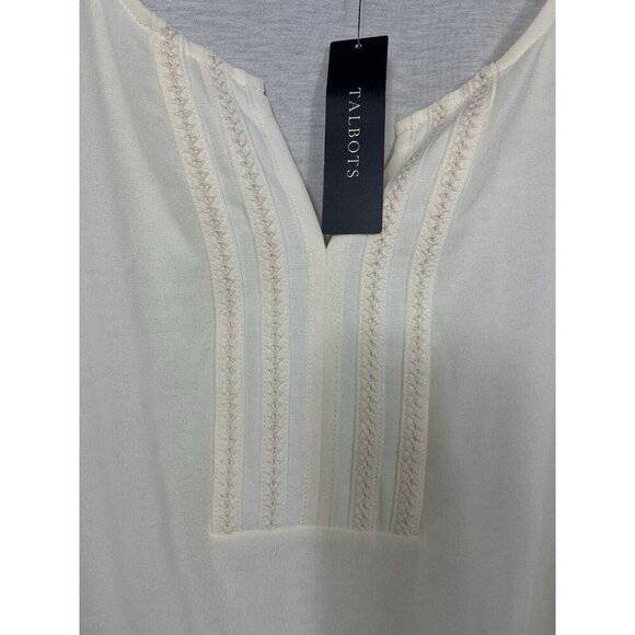 Talbots Shirt Womens 3X Petite Ivory Cream Blouse Lightweight Short Sleeve - Picture 3 of 11